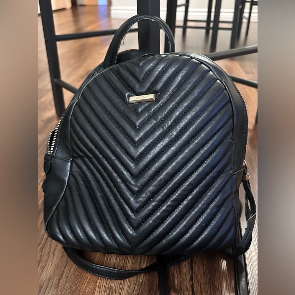 ALDO Chevron Patterned Black Backpack